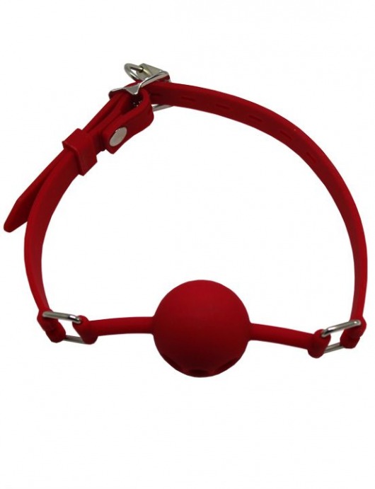 Красный дышащий силиконовый кляп-шарик с фиксацией и замочком - Eroticon - купить с доставкой в Москве