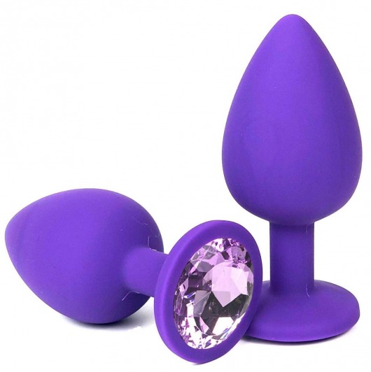Фиолетовая силиконовая пробка с сиреневым кристаллом - 7 см. - Vandersex - купить с доставкой в Москве