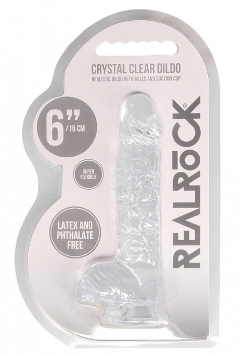 Прозрачный фаллоимитатор Realrock Crystal Clear 6 inch - 17 см. - Shots Media BV