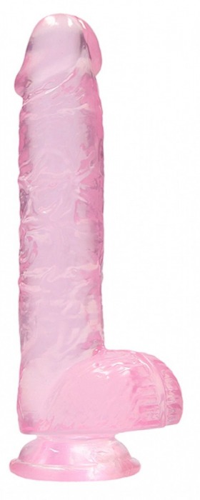 Розовый фаллоимитатор Realrock Crystal Clear 7 inch - 19 см. - Shots Media BV