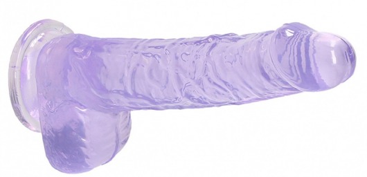 Фиолетовый фаллоимитатор Realrock Crystal Clear 7 inch - 19 см. - Shots Media BV