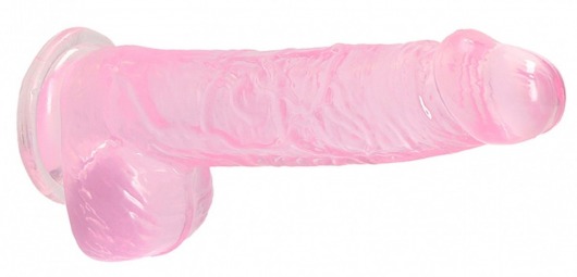 Розовый фаллоимитатор Realrock Crystal Clear 8 inch - 21 см. - Shots Media BV
