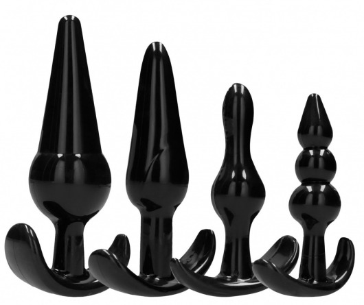 Набор из 4 черных анальных пробок N80 4-Piece Butt Plug Set - Shots Media BV