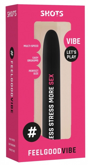 Черный гладкий вибромассажер Feelgood Vibe  #Less stress more sex - 17,2 см. - Shots Media BV