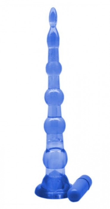 Синяя анальная цепочка с пулькой EROTICON PYRAMID GELS - 21,5 см. - Eroticon