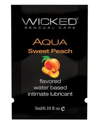 Лубрикант с ароматом спелого персика WICKED AQUA Sweet Peach - 3 мл. - Wicked - купить с доставкой в Москве