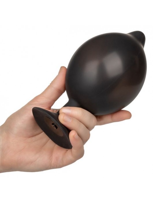 Черная расширяющаяся анальная пробка XL Silicone Inflatable Plug - 16 см. - California Exotic Novelties