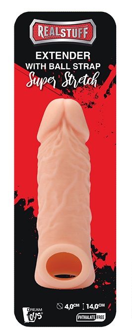 Телесная насадка EXTENDER WITH BALL STRAP 5.5 - 14 см. - Dream Toys - в Москве купить с доставкой