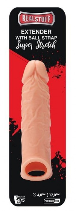 Телесная насадка EXTENDER WITH BALL STRAP 6.5 - 17 см. - Dream Toys - в Москве купить с доставкой