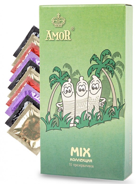 Микс-набор презервативов AMOR Mix  Яркая линия  - 10 шт. - AMOR - купить с доставкой в Москве