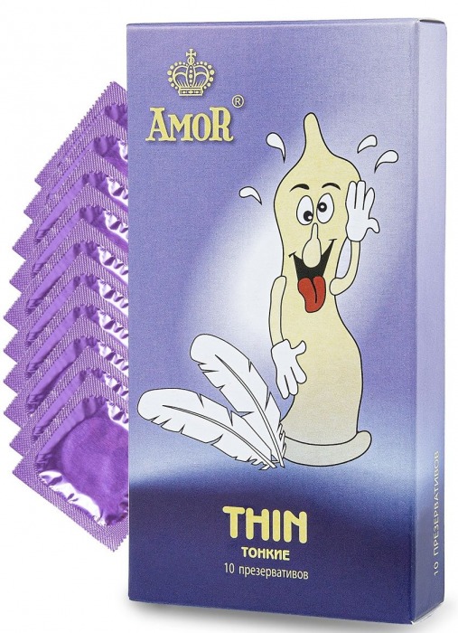 Супертонкие презервативы AMOR Thin  Яркая линия  - 10 шт. - AMOR - купить с доставкой в Москве