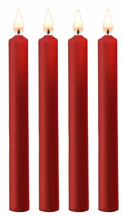 Набор из 4 красных восковых свечей Teasing Wax Candles Large - Shots Media BV - купить с доставкой в Москве