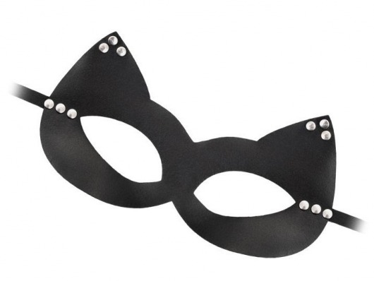 Пикантная черная маска  Кошка  с заклепками - Штучки-дрючки - купить с доставкой в Москве