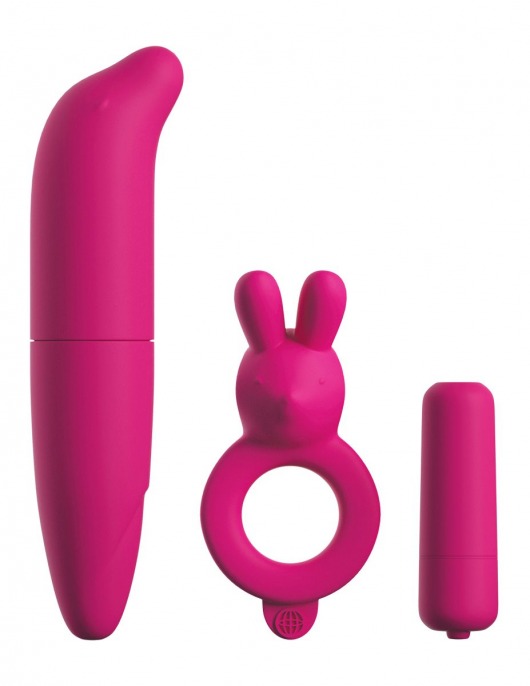 Ярко-розовый вибронабор для пар Couples Vibrating Starter Kit - Pipedream