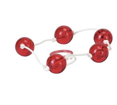 Красная анальная цепочка с пятью звеньями Anal Beads - Seven Creations