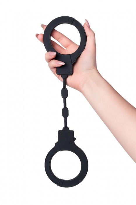 Черные силиконовые наручники  Штучки-дрючки - Штучки-дрючки - купить с доставкой в Москве