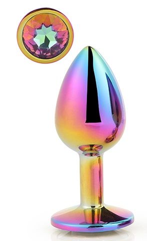 Голографическая анальная втулка с радужным кристаллом - 7,1 см. - Dream Toys - купить с доставкой в Москве