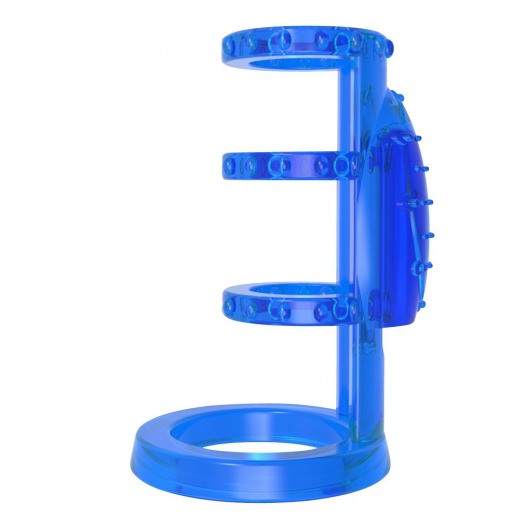 Синяя насадка-клетка с вибрацией Vibrating Cock Cage - 7,6 см. - Chisa - в Москве купить с доставкой