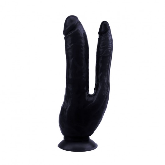 Черный анально-вагинальный фаллоимитатор Dark Magic Dual Penis - 19,5 см. - Chisa