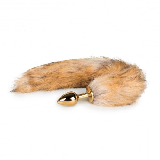 Золотистая анальная пробка с лисьим хвостом Fox Tail Plug - Easy toys - купить с доставкой в Москве