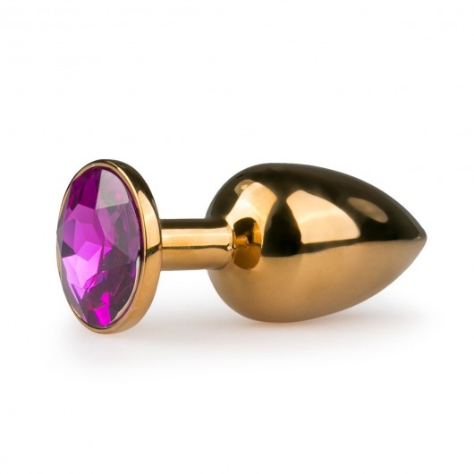 Золотистая анальная пробка с фиолетовым кристаллом Metal Butt Plug - 7,2 см. - EDC - купить с доставкой в Москве