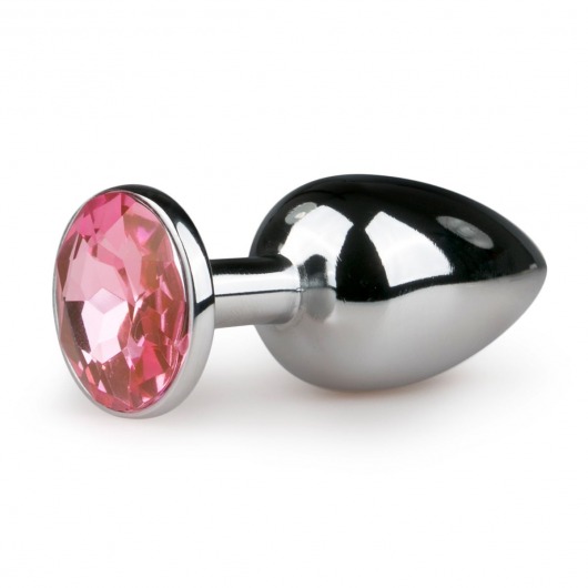 Серебристая анальная пробка с розовым кристаллом Metal Butt Plug - 7,2 см. - EDC - купить с доставкой в Москве