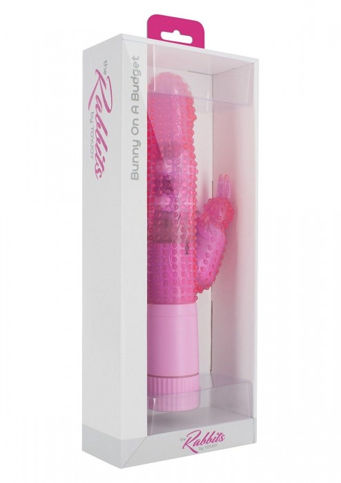 Розовый вибратор BUNNY OA BUDGET VIBE W DOTS с клиторальным стимулятором - 25 см. - Toy Joy