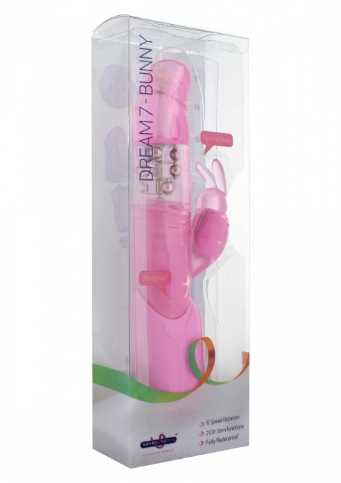Розовый вибратор PREMIUM RANGE DREAM7 BUNNY - 25 см. - Seven Creations