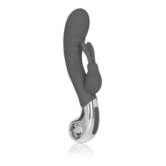 Серый вибратор Embrace Bunny Wand - 21 см. - California Exotic Novelties