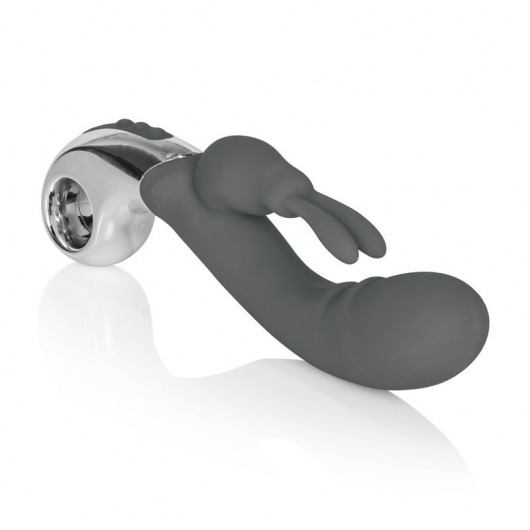Серый вибратор Embrace Bunny Wand - 21 см. - California Exotic Novelties
