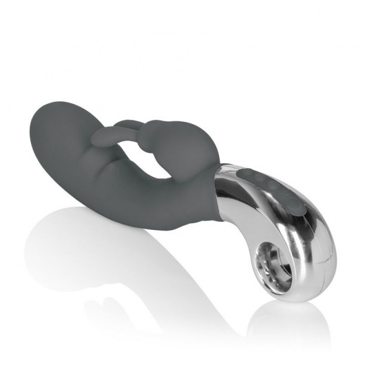 Серый вибратор Embrace Bunny Wand - 21 см. - California Exotic Novelties