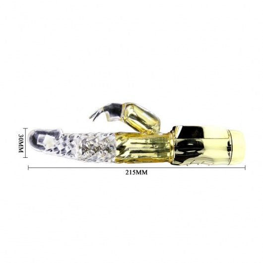 Золотистый вибратор Gold Rabbit Prince с ротацией - 21,5 см. - Baile