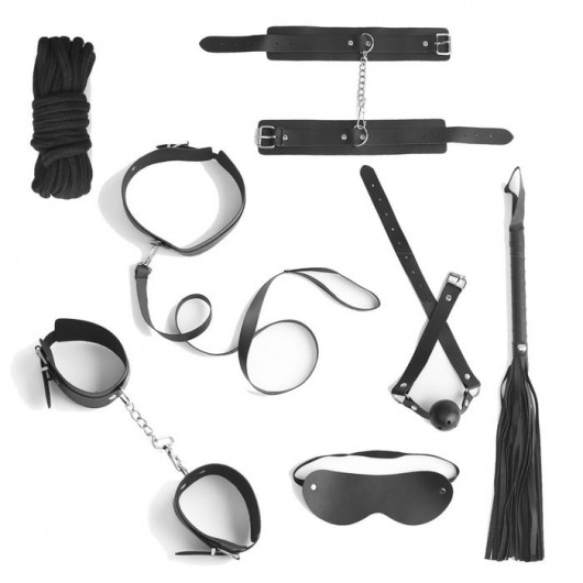 Черный эротический набор из 8 предметов - Сима-Ленд - купить с доставкой в Москве
