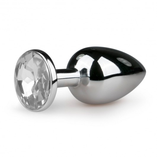 Серебристая анальная втулка с прозрачным кристаллом - 7,2 см. - EDC - купить с доставкой в Москве