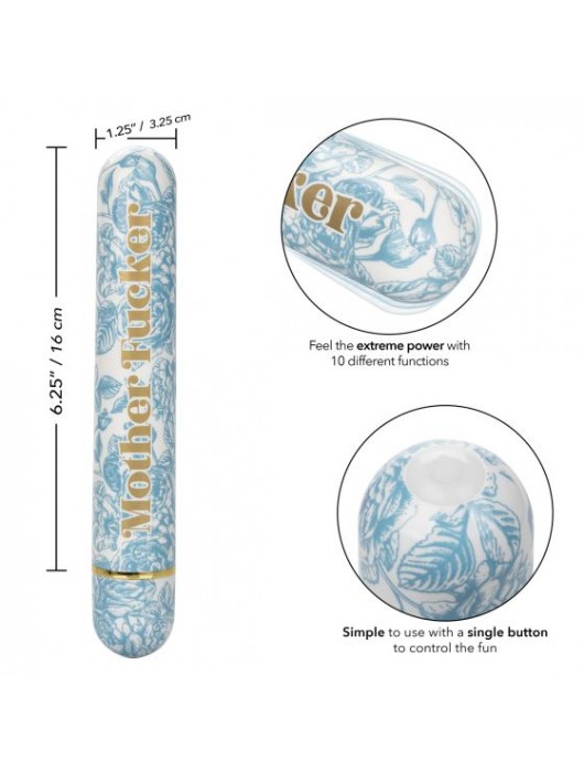 Голубой классический вибратор Naughty Bits Mother Fucker Personal Vibrator - 18 см. - California Exotic Novelties