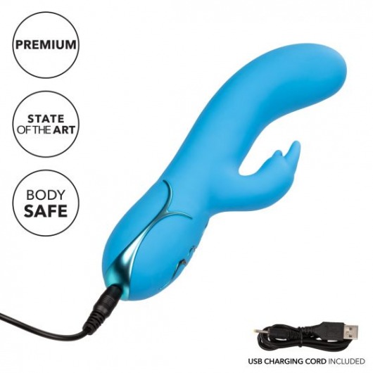 Голубой вибромассажер Insatiable G Inflatable G-Bunny с функцией расширения - 21 см. - California Exotic Novelties