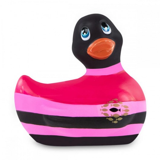 Вибратор-уточка I Rub My Duckie 2.0 Colors с черно-розовыми полосками - Big Teaze Toys - купить с доставкой в Москве