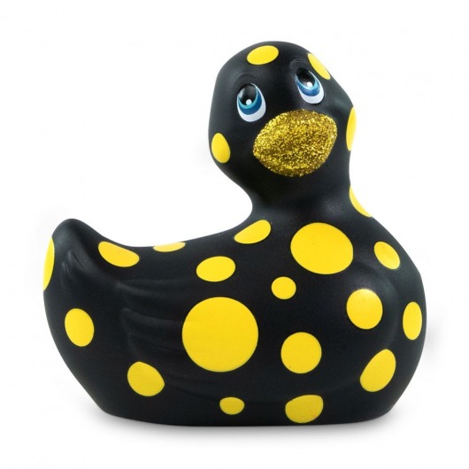 Черный вибратор-уточка I Rub My Duckie 2.0 Happiness в жёлтый горох - Big Teaze Toys - купить с доставкой в Москве