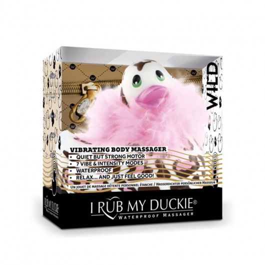 Белый вибратор-уточка I Rub My Duckie 2.0 Wild с леопардовым принтом - Big Teaze Toys - купить с доставкой в Москве