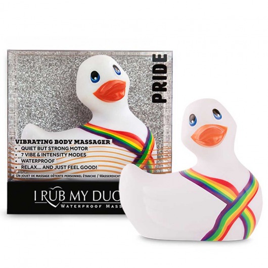 Белый вибратор-уточка I Rub My Duckie 2.0 Pride - Big Teaze Toys - купить с доставкой в Москве