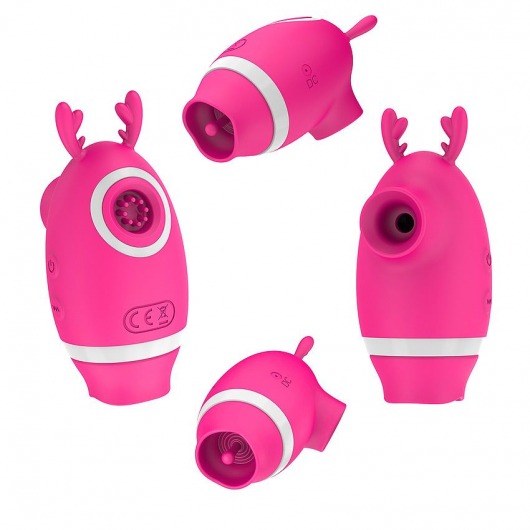 Розовый клиторальный вибромассажер с рожками - A-LOVING