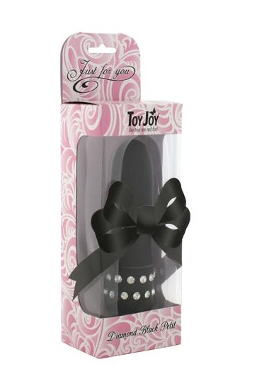 Чёрный вибратор Diamond Black Petit с кристаллами - 11,5 см. - Toy Joy