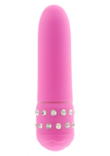 Розовый вибратор Diamond Pink Petit с кристаллами - 11 см. - Toy Joy
