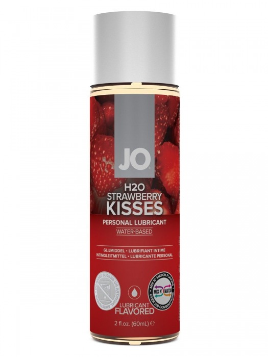 Лубрикант на водной основе с ароматом клубники JO Flavored Strawberry Kiss - 60 мл. - System JO - купить с доставкой в Москве