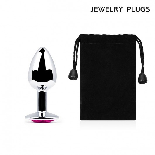 Серебристая анальная пробка с малиновым кристаллом - 7,2 см. - Anal Jewelry Plug - купить с доставкой в Москве