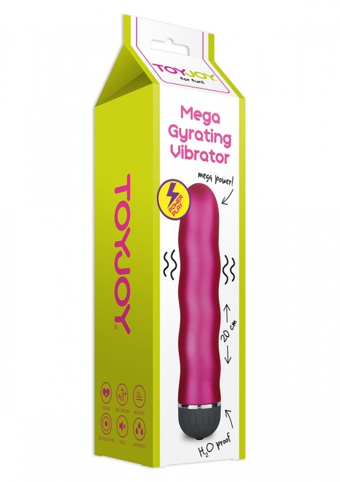 Ярко-розовый гладкий вибратор Mega Power Gyrating - 20 см. - Toy Joy