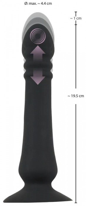 Черный анальный стимулятор с поступательными движениями и пультом ДУ Anal Thruster - 19,5 см. - Orion