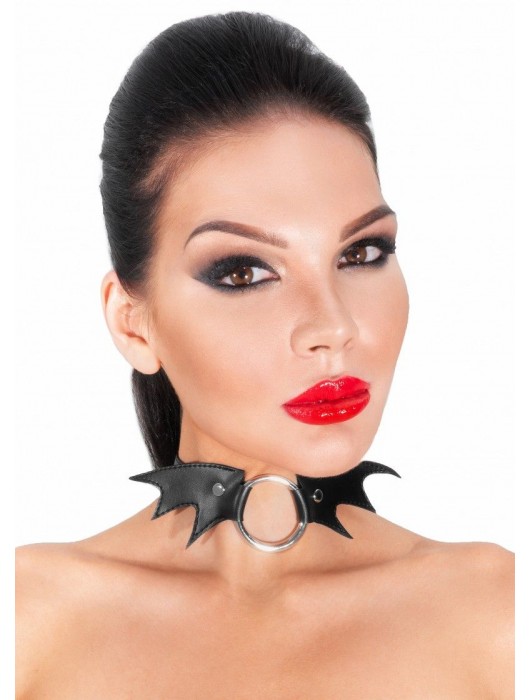 Черный чокер с кольцом  Летучая мышь - Джага-Джага - купить с доставкой в Москве