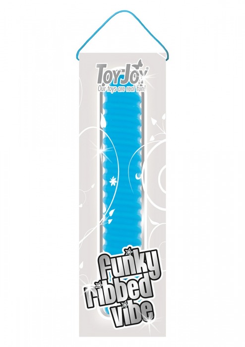 Синий вибромассажер FUNKY RIBBED VIBE - 15 см. - Toy Joy