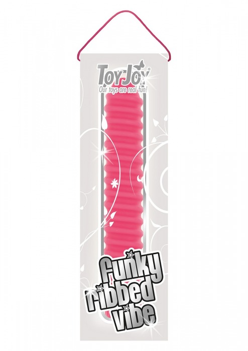 Розовый вибромассажер FUNKY RIBBED VIBE - 15 см. - Toy Joy